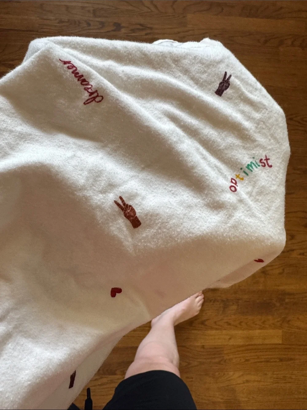 Old Navy Softest Long-Sleeve Tee “dreamer optimist and peace” print size 8
